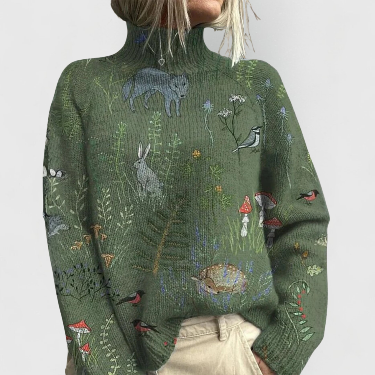 Women's Printed Turtleneck Sweater