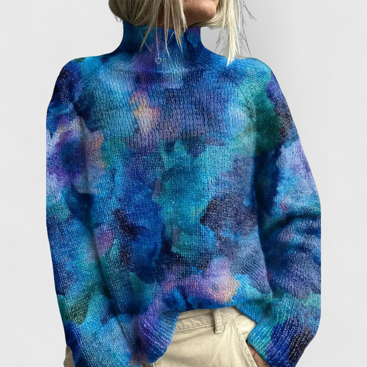 Women's Printed Turtleneck Sweater