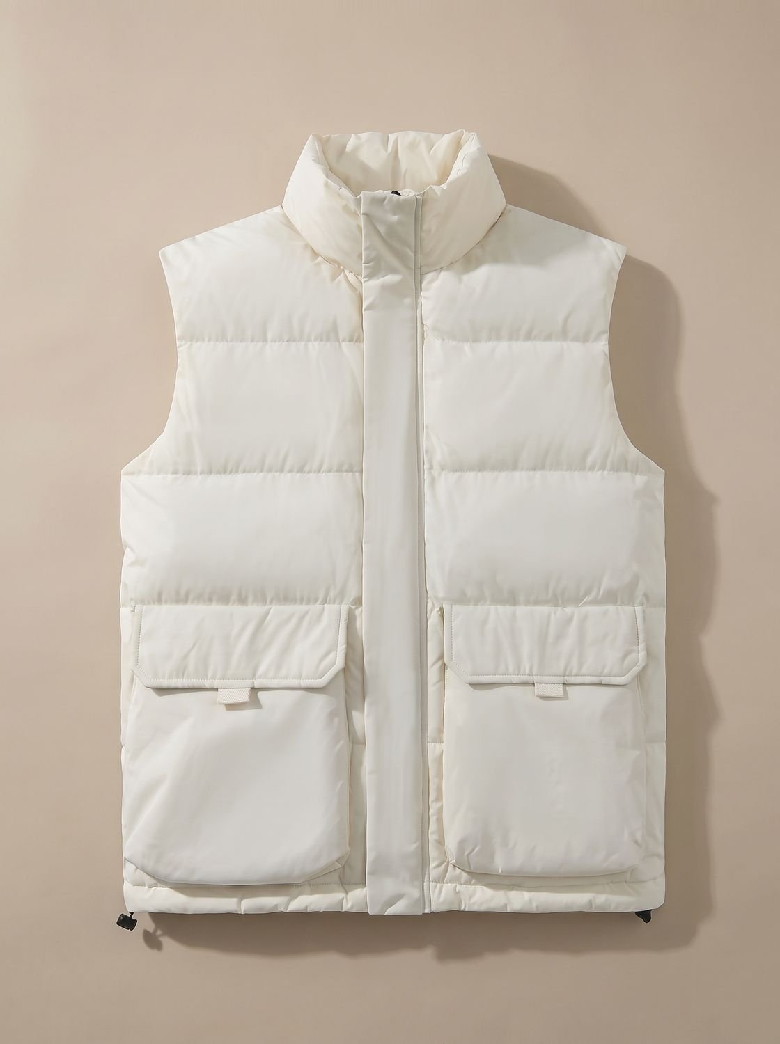 Women's Quilted Mock-Neck Puffer Vest with Flap Pockets