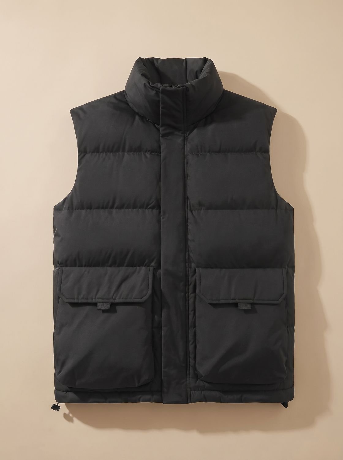 Women's Quilted Mock-Neck Puffer Vest with Flap Pockets