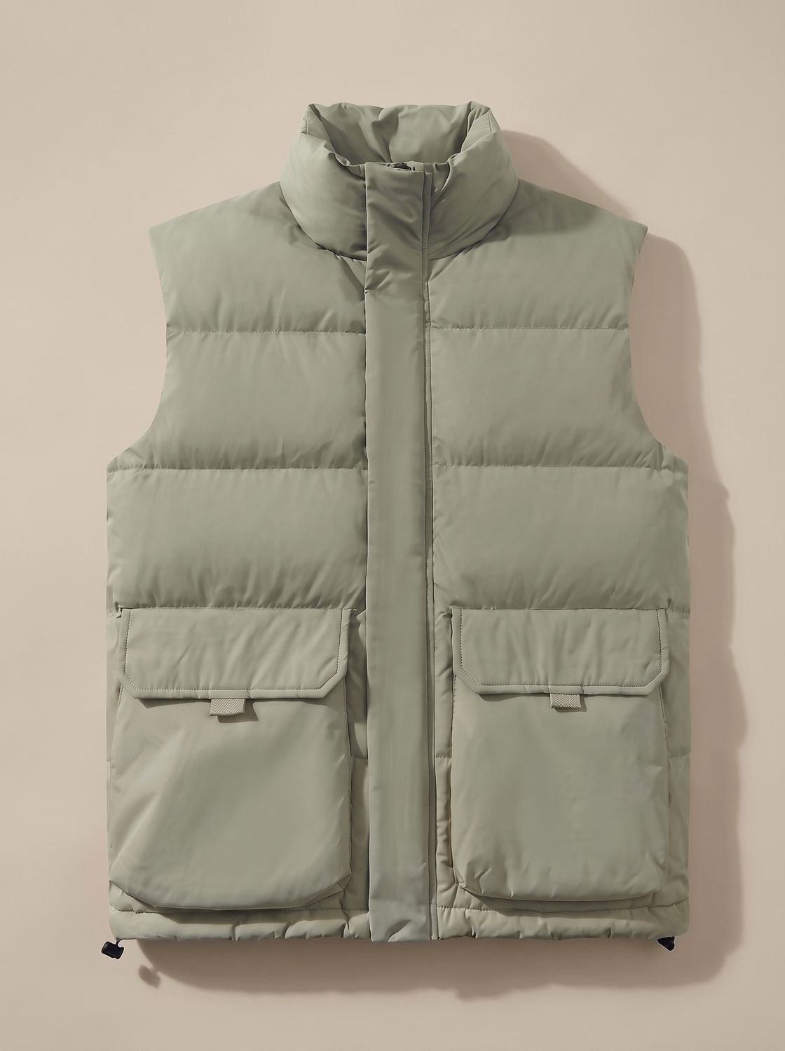 Women's Quilted Mock-Neck Puffer Vest with Flap Pockets