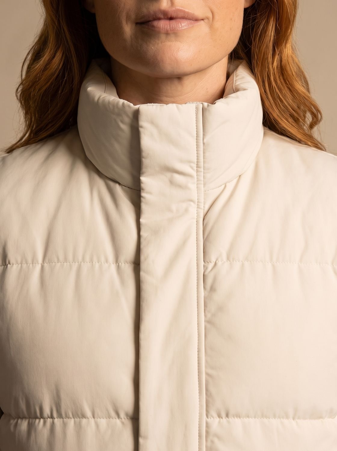 Women's Quilted Mock-Neck Puffer Vest with Flap Pockets