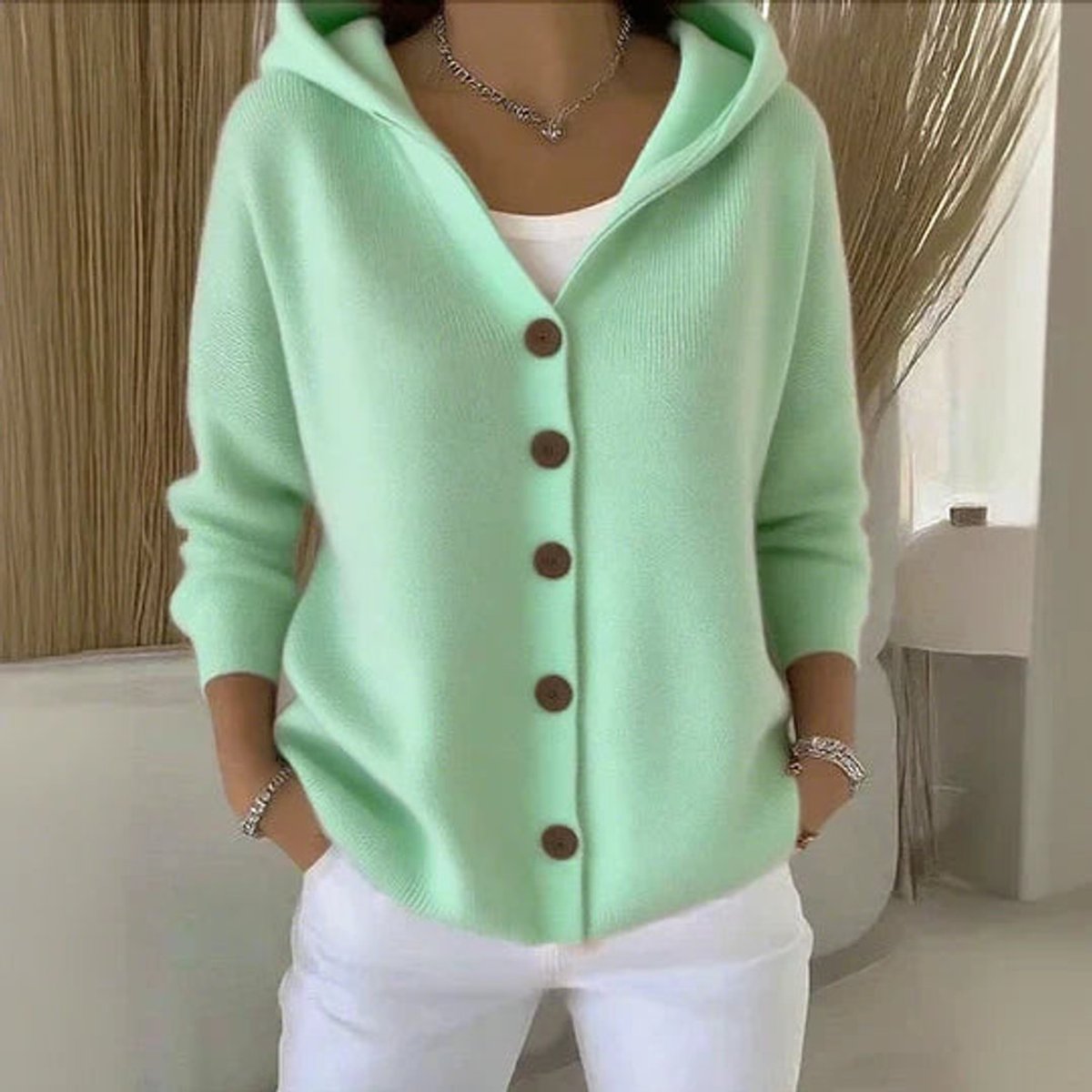 Women's Relaxed-Fit Hooded Button-Front Cardigan