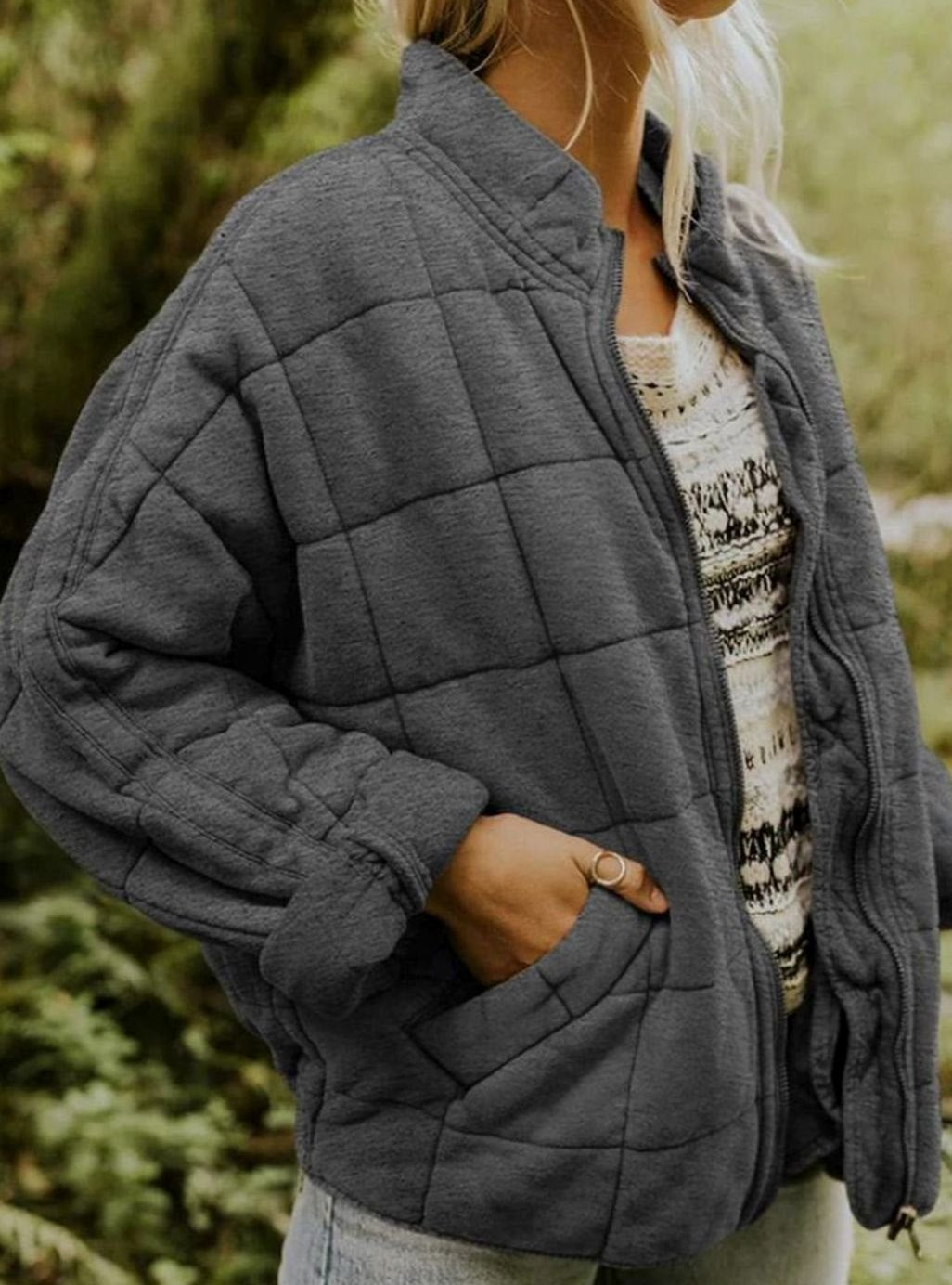 Women's Relaxed-Fit Lightweight Quilted Zip-Up Jacket