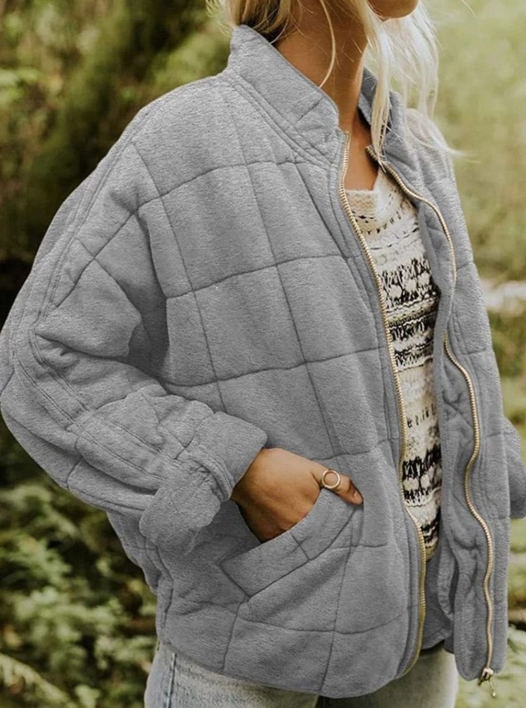 Women's Relaxed-Fit Lightweight Quilted Zip-Up Jacket