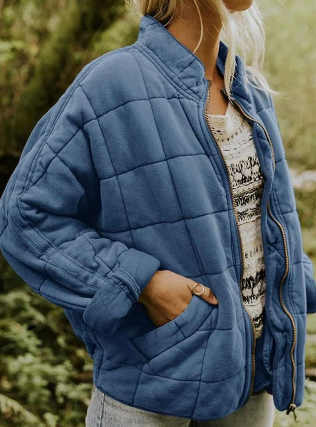 Women's Relaxed-Fit Lightweight Quilted Zip-Up Jacket