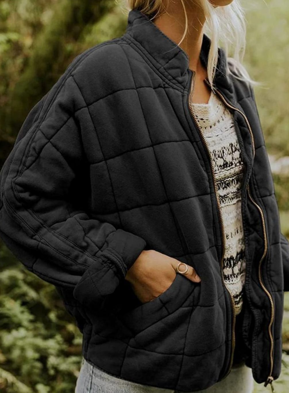 Women's Relaxed-Fit Lightweight Quilted Zip-Up Jacket