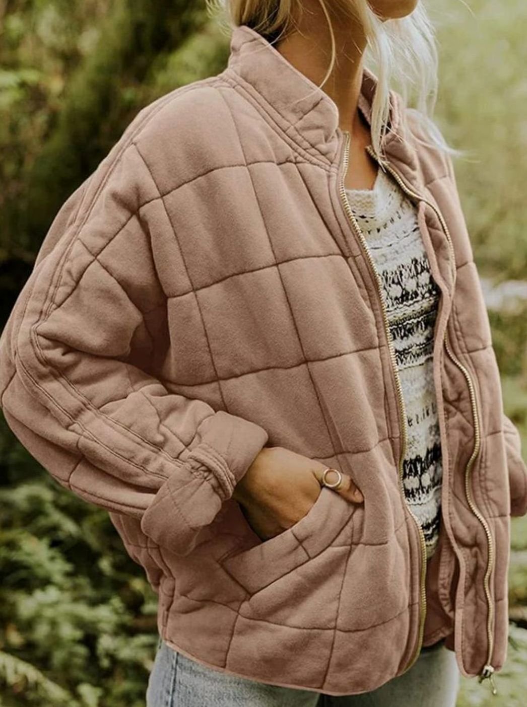 Women's Relaxed-Fit Lightweight Quilted Zip-Up Jacket