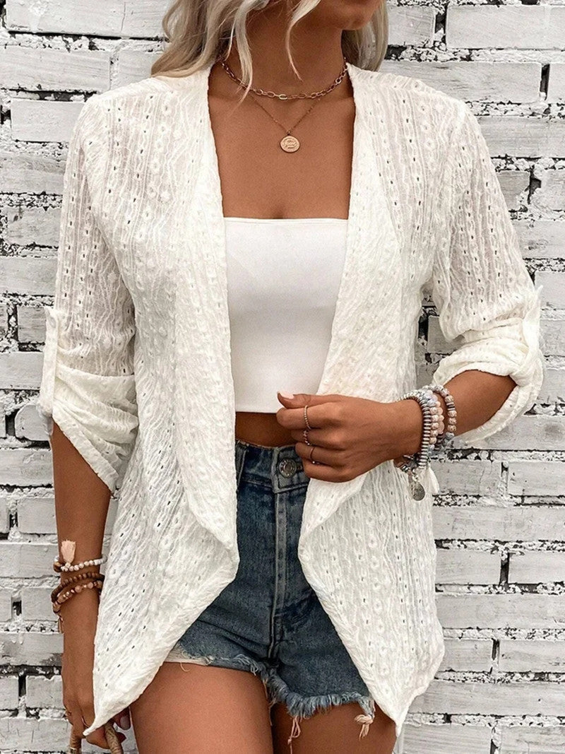 Women's Relaxed Fit Open Front Crochet Cardigan