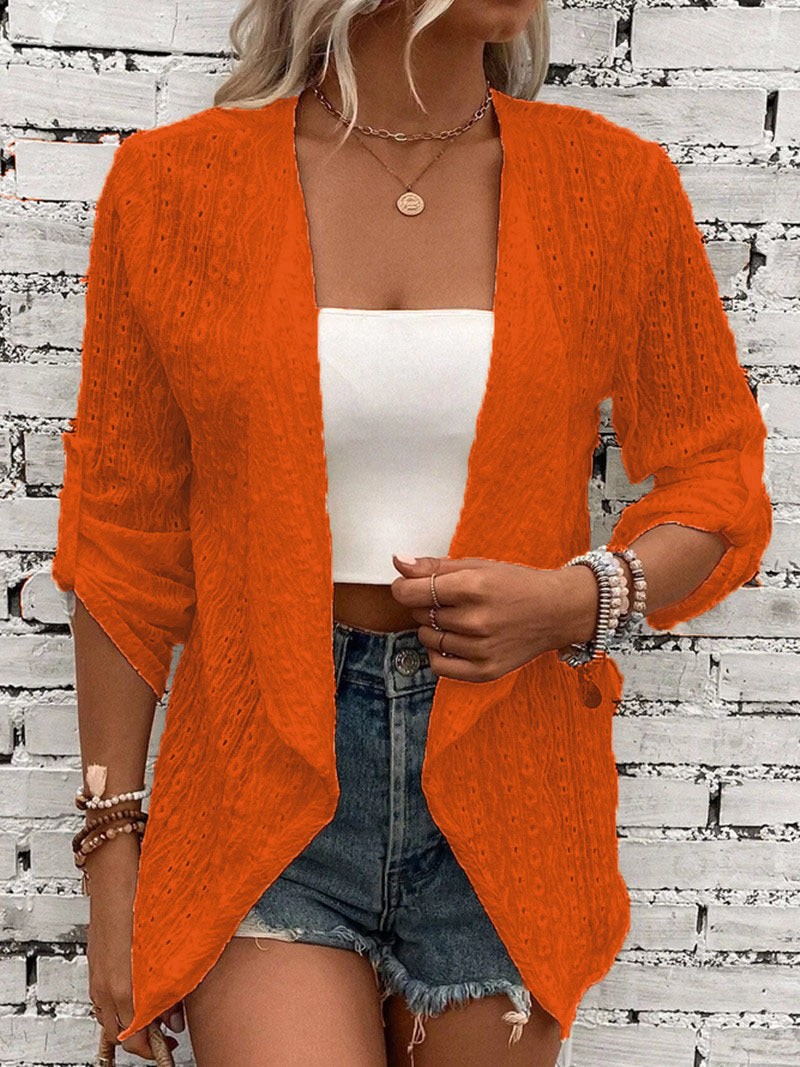 Women's Relaxed Fit Open Front Crochet Cardigan