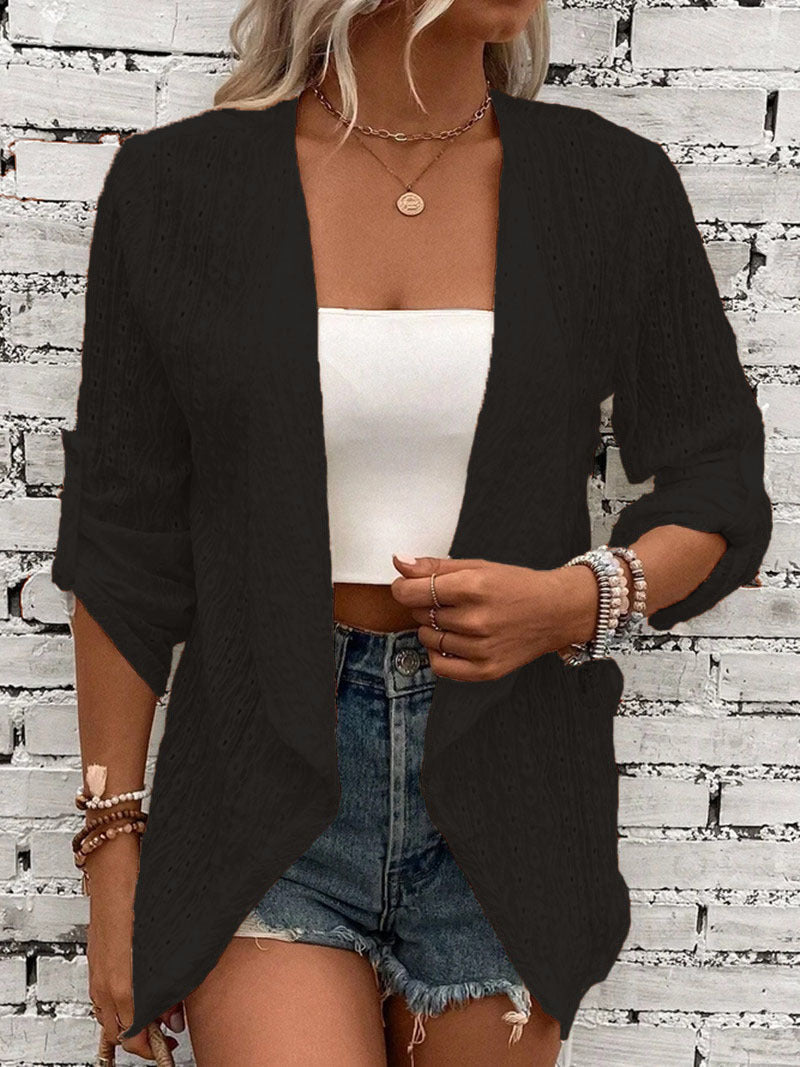 Women's Relaxed Fit Open Front Crochet Cardigan