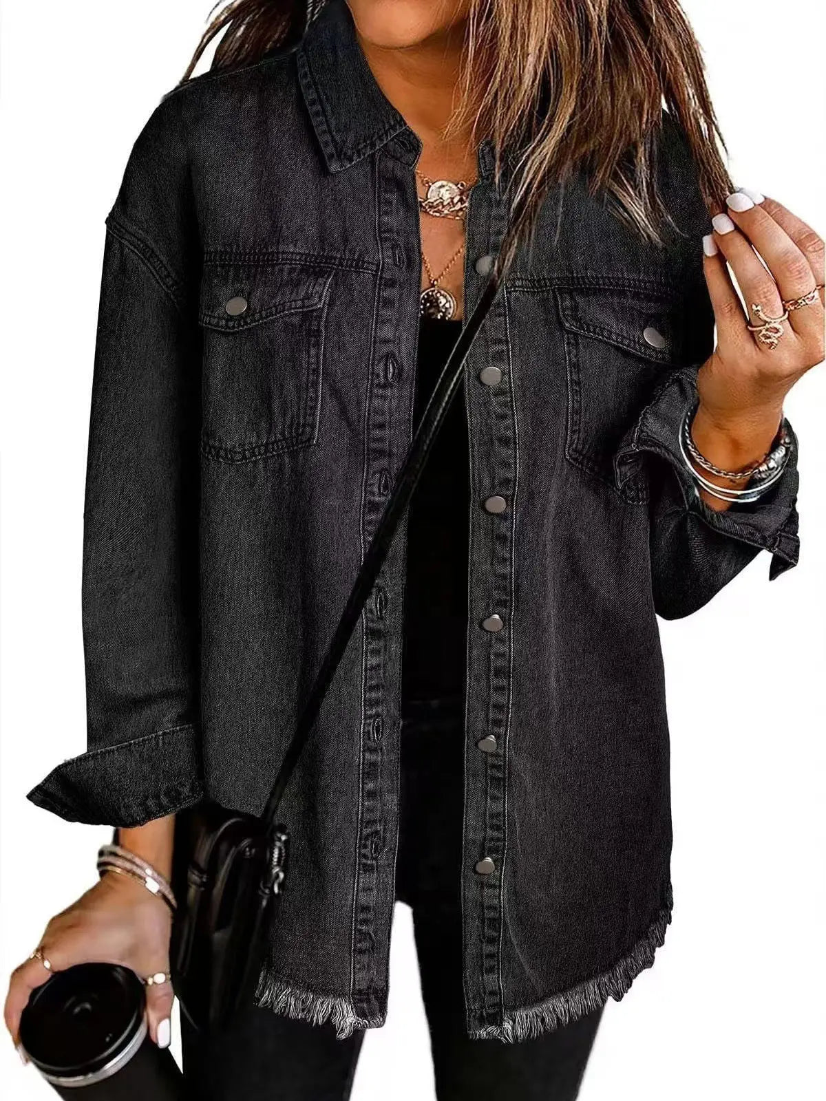 Women's Relaxed-Fit Solid Color Jacket with Deep Pockets