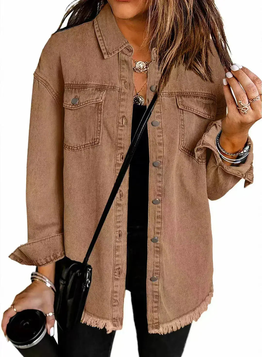 Women's Relaxed-Fit Solid Color Jacket with Deep Pockets