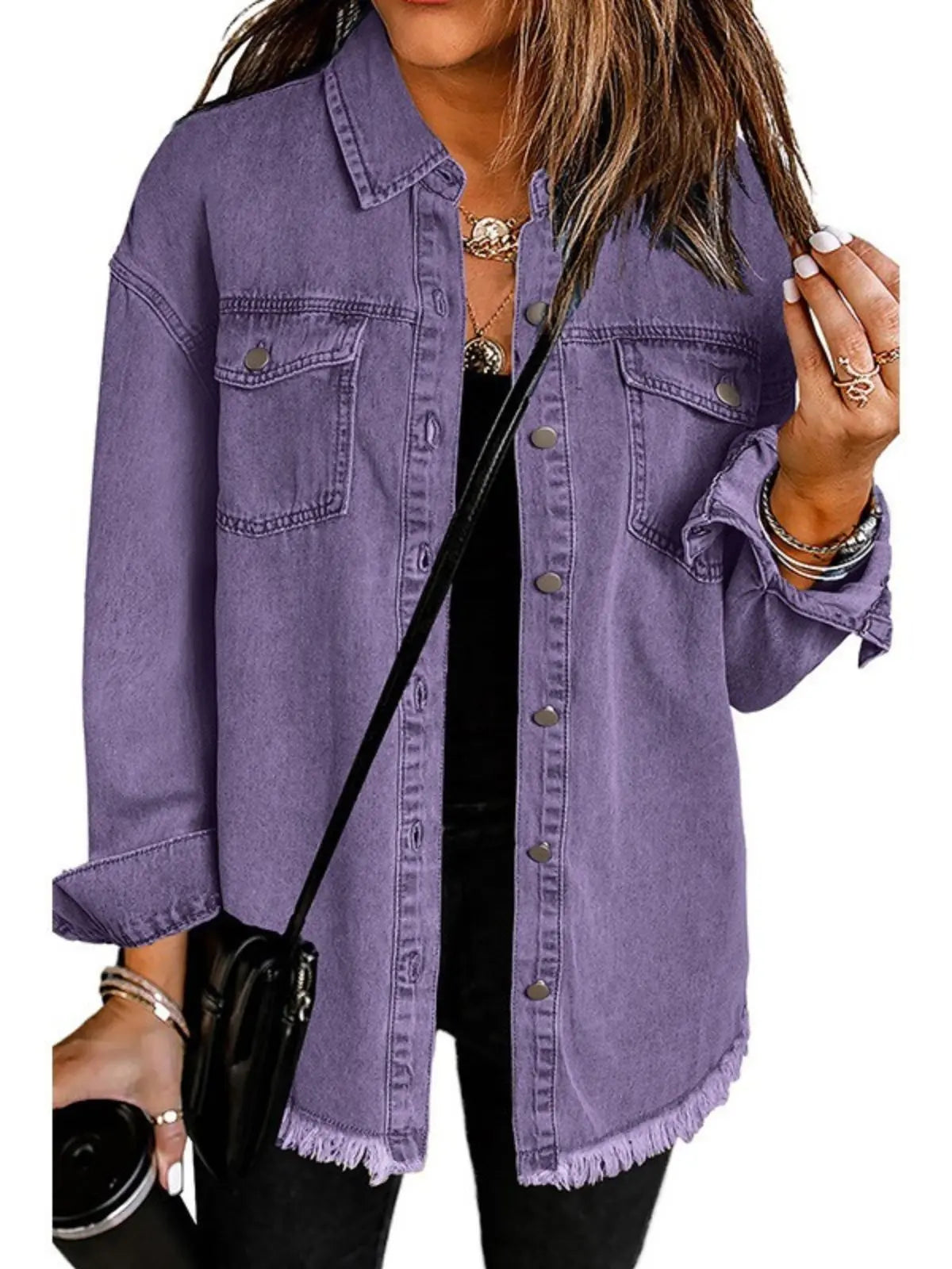 Women's Relaxed-Fit Solid Color Jacket with Deep Pockets