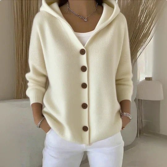 Women's Relaxed Hooded Button-Front Cardigan Sweater