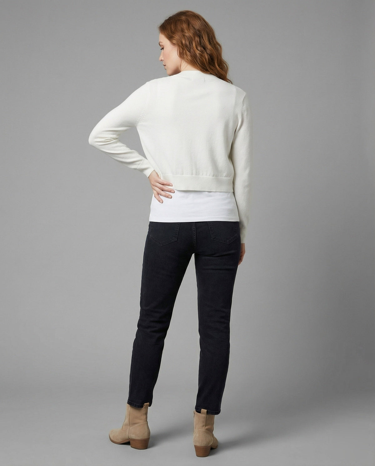 Women's Short Fine-Knit Long-Sleeve Bolero Cardigan