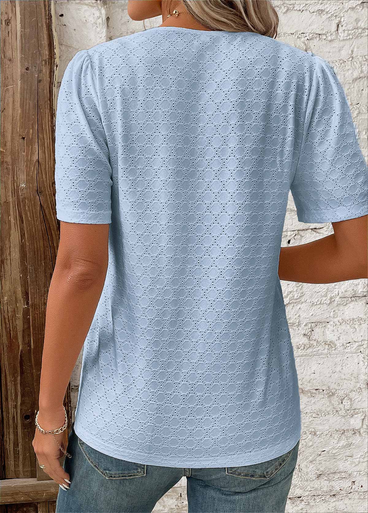 Women's Short Sleeve Button-Front Blouse