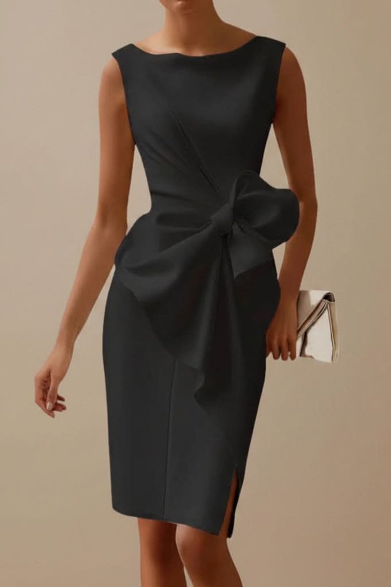 Women's Sleeveless Bow-Detail Midi Cocktail Dress