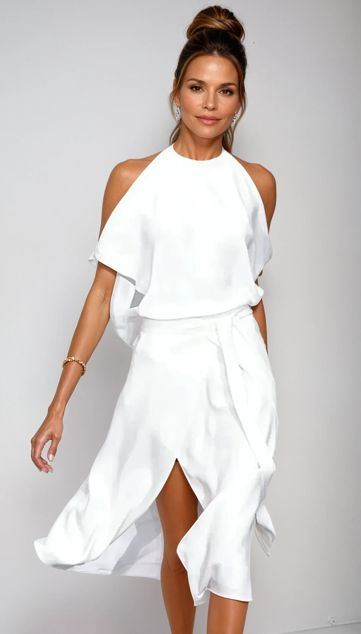 Women's Sleeveless Halter Neck Midi Slip Dress