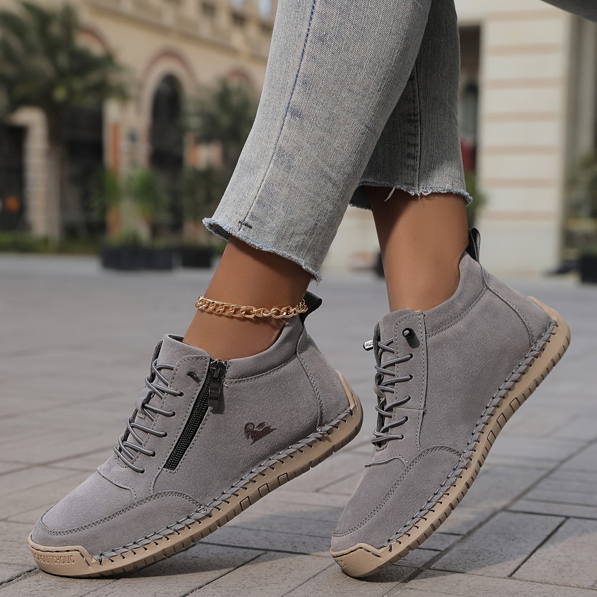 Women's Spring Zip-Up Walking Sneakers – Lightweight, Comfortable & Supportive