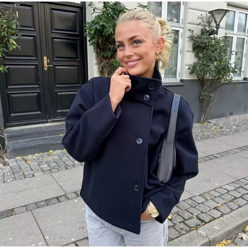 Women's Stand Collar Single-Breasted Coat