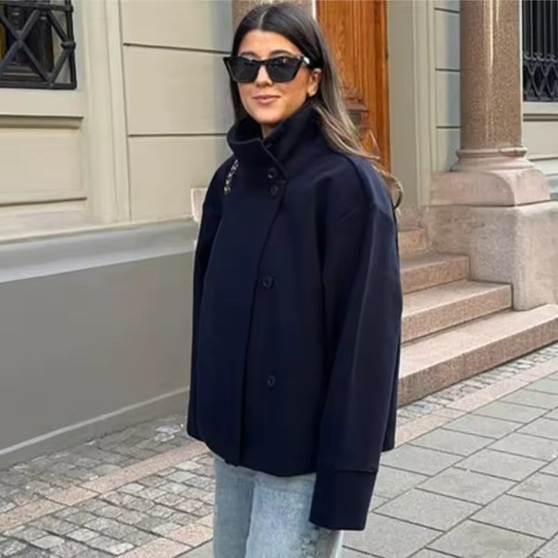 Women's Stand Collar Single-Breasted Coat