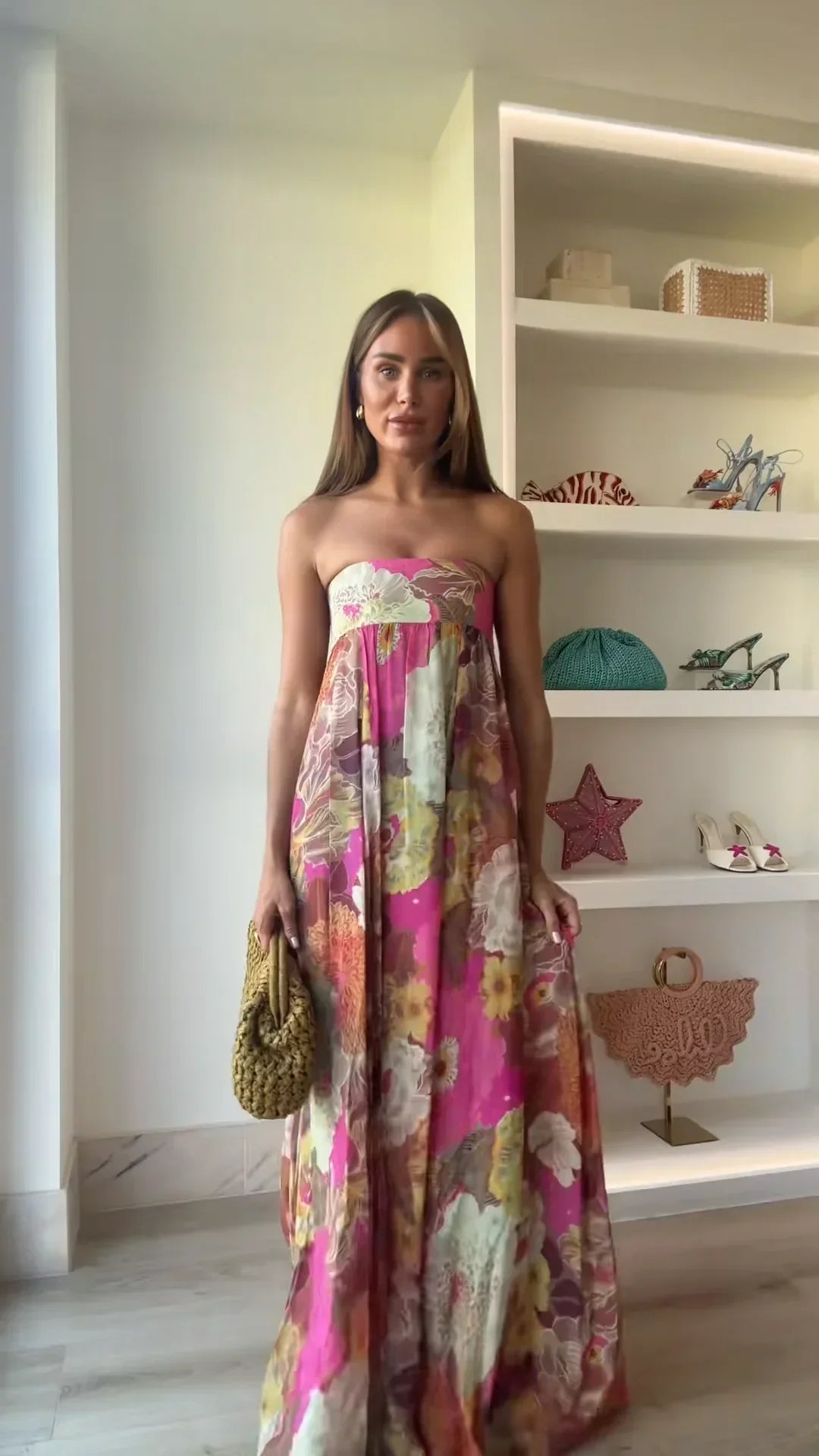 Women's Strapless Boho Maxi Dress