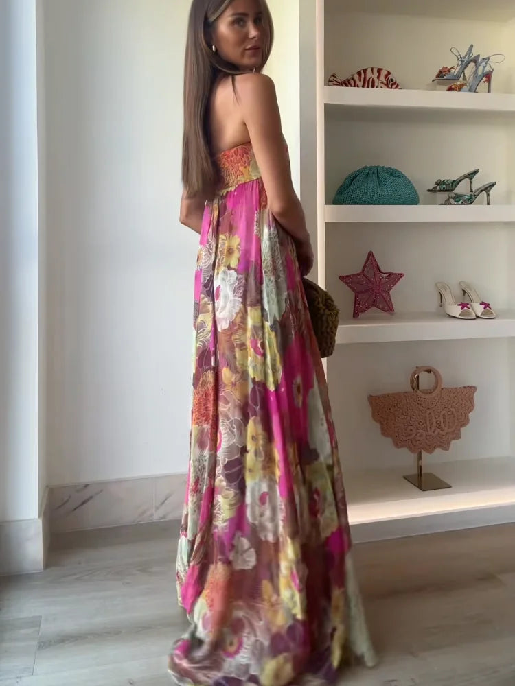 Women's Strapless Boho Maxi Dress
