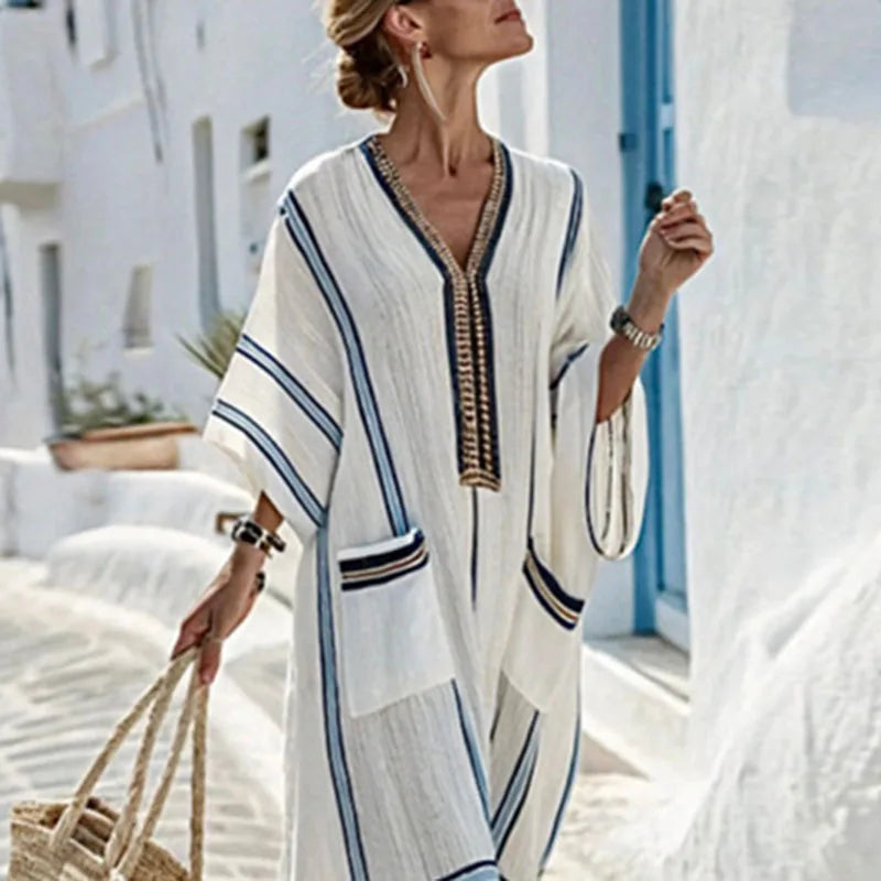 Women's Striped Kaftan Dress