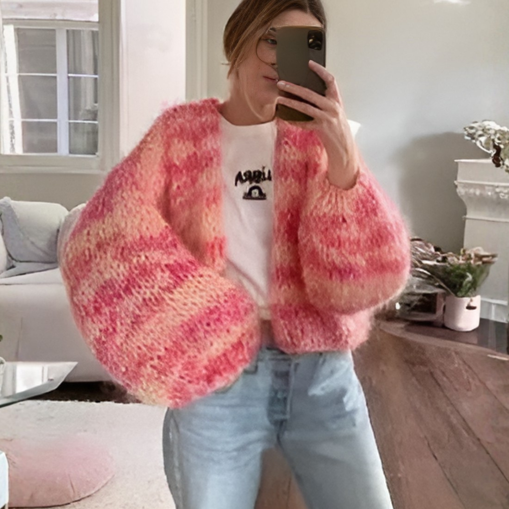 Women's Striped Open Front Cardigan