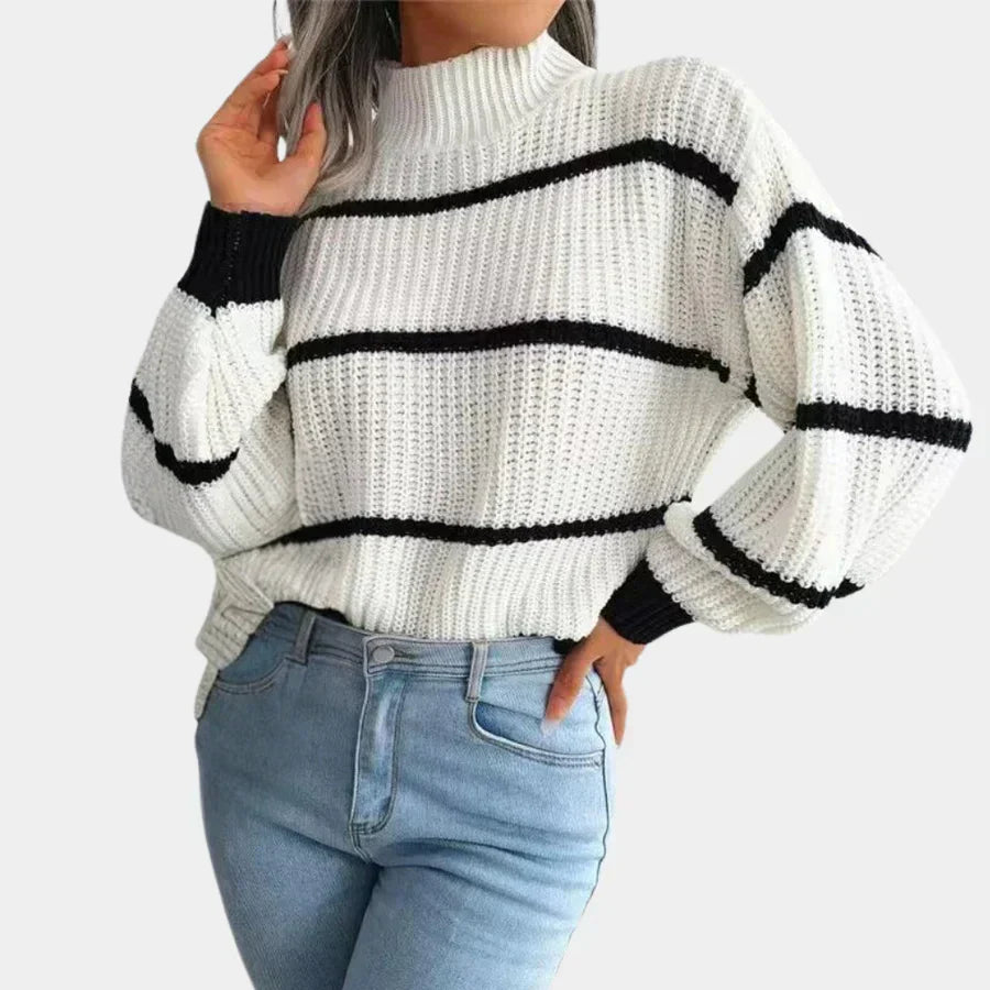 Women's Striped Turtleneck Sweater