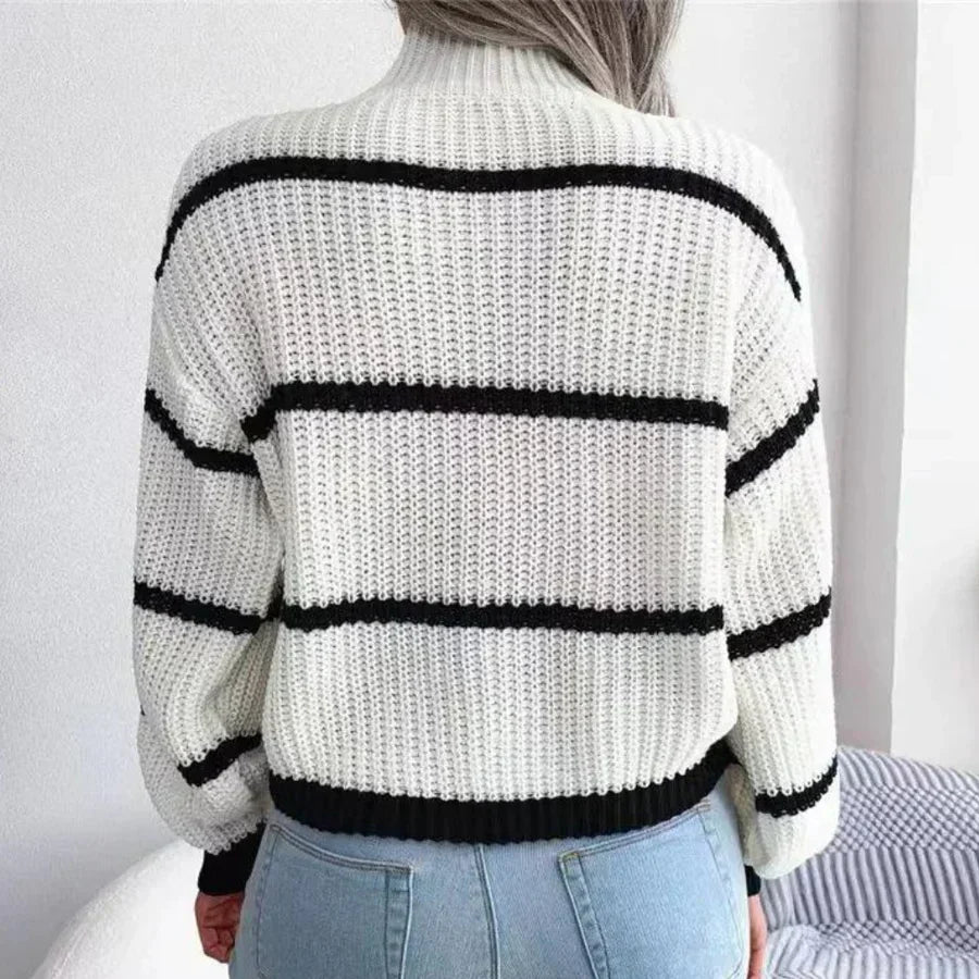 Women's Striped Turtleneck Sweater