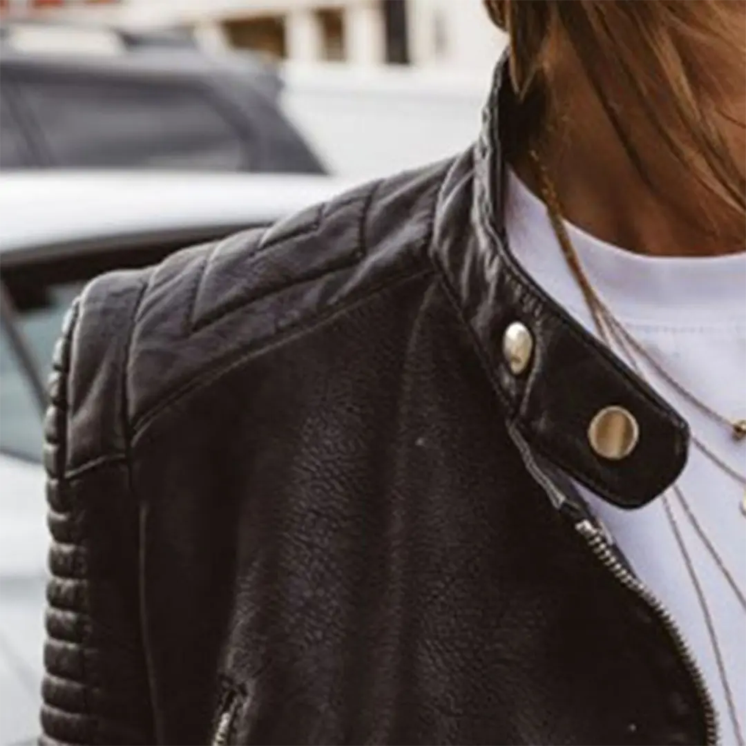 Women's Structured Biker Jacket with Zip Details