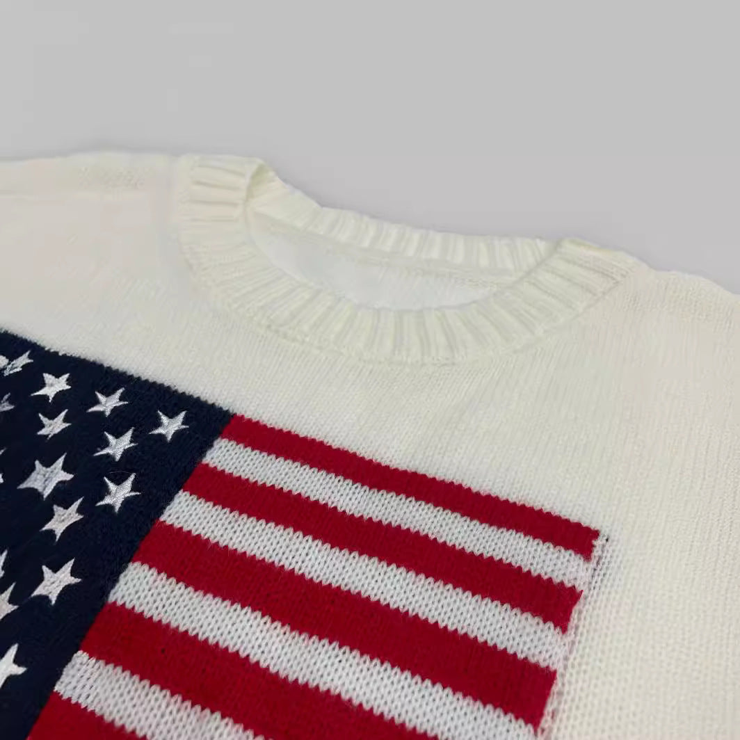Women's Sweater with American Flag Motif