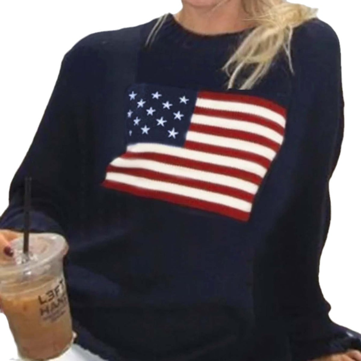 Women's Sweater with American Flag Motif