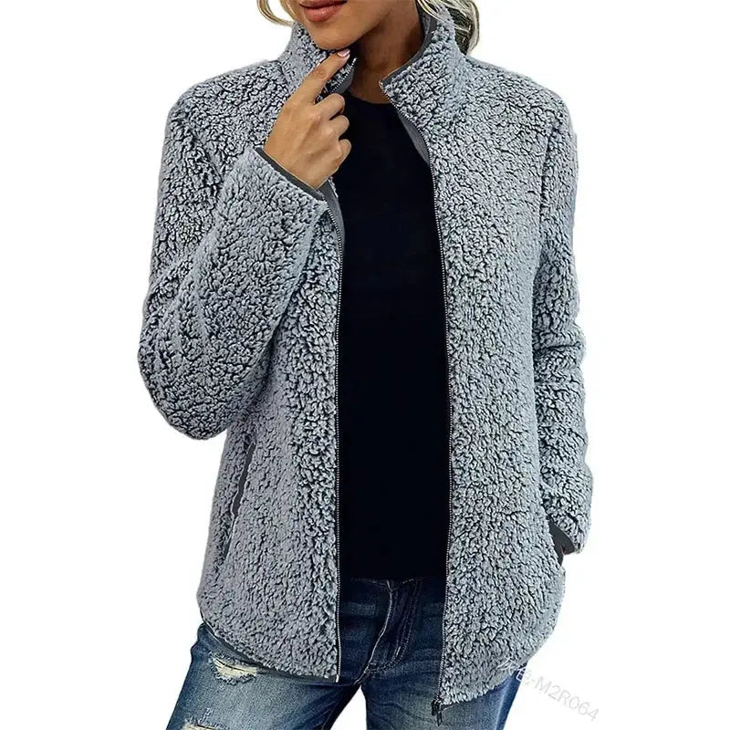 Women's Tailored-Fit Zip-Up Jacket with High Collar