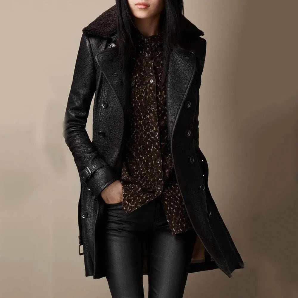 Women's Tailored Trench Coat with Waist-Cinching Fit
