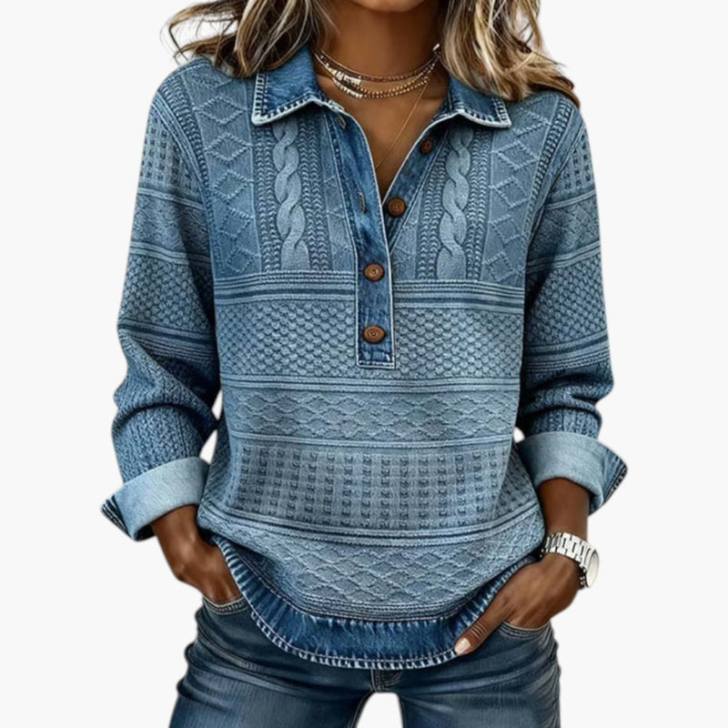 Women's Textured Half-Button Sweatshirt