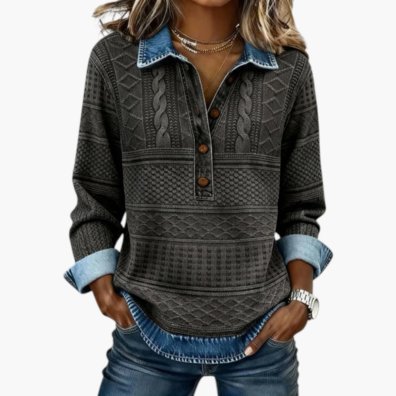 Women's Textured Half-Button Sweatshirt