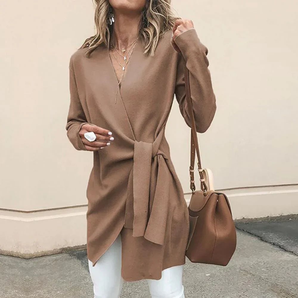 Women's Tie-Belt Cardigan for Autumn & Winter
