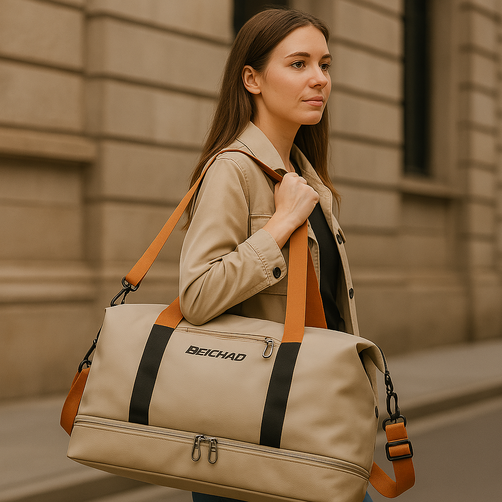 Women's Travel Tote Bag with Shoulder Strap and Compartments