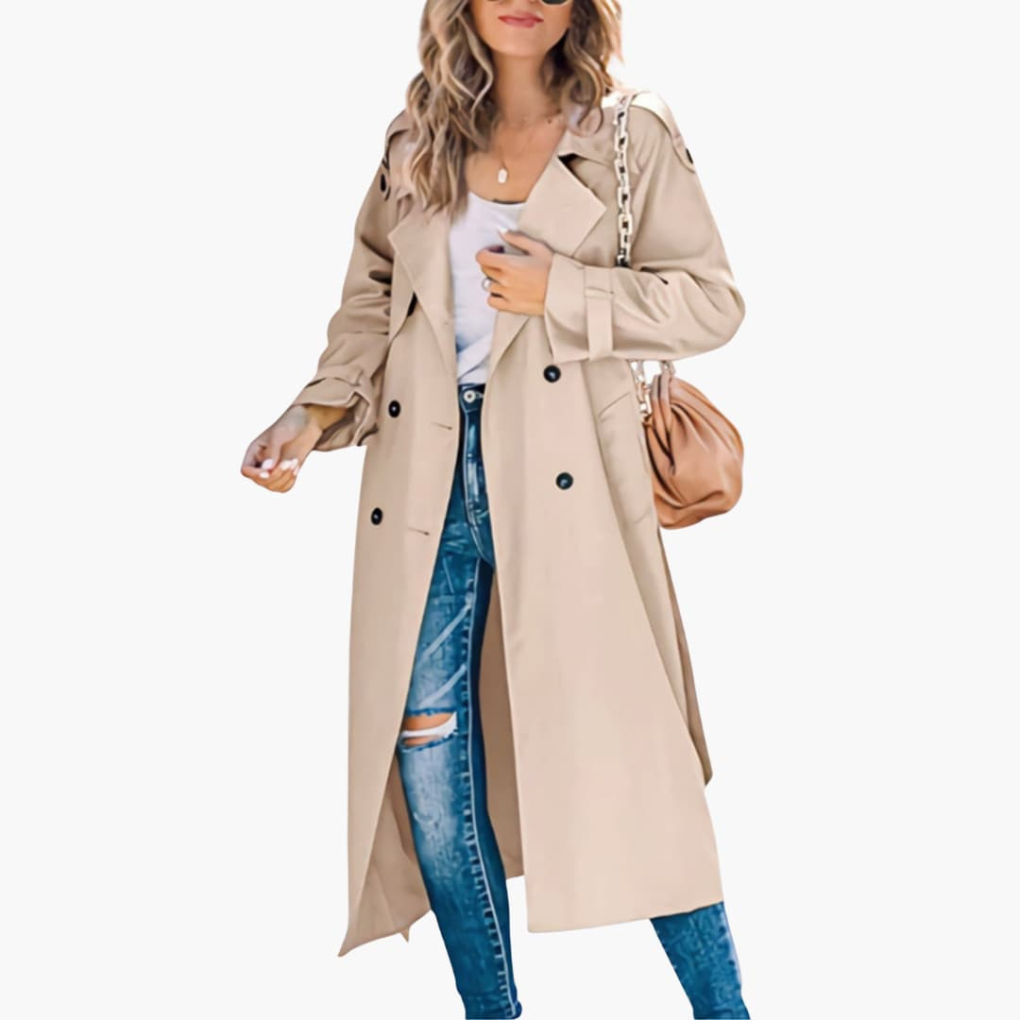 Women's Trench Coat with Button Placket
