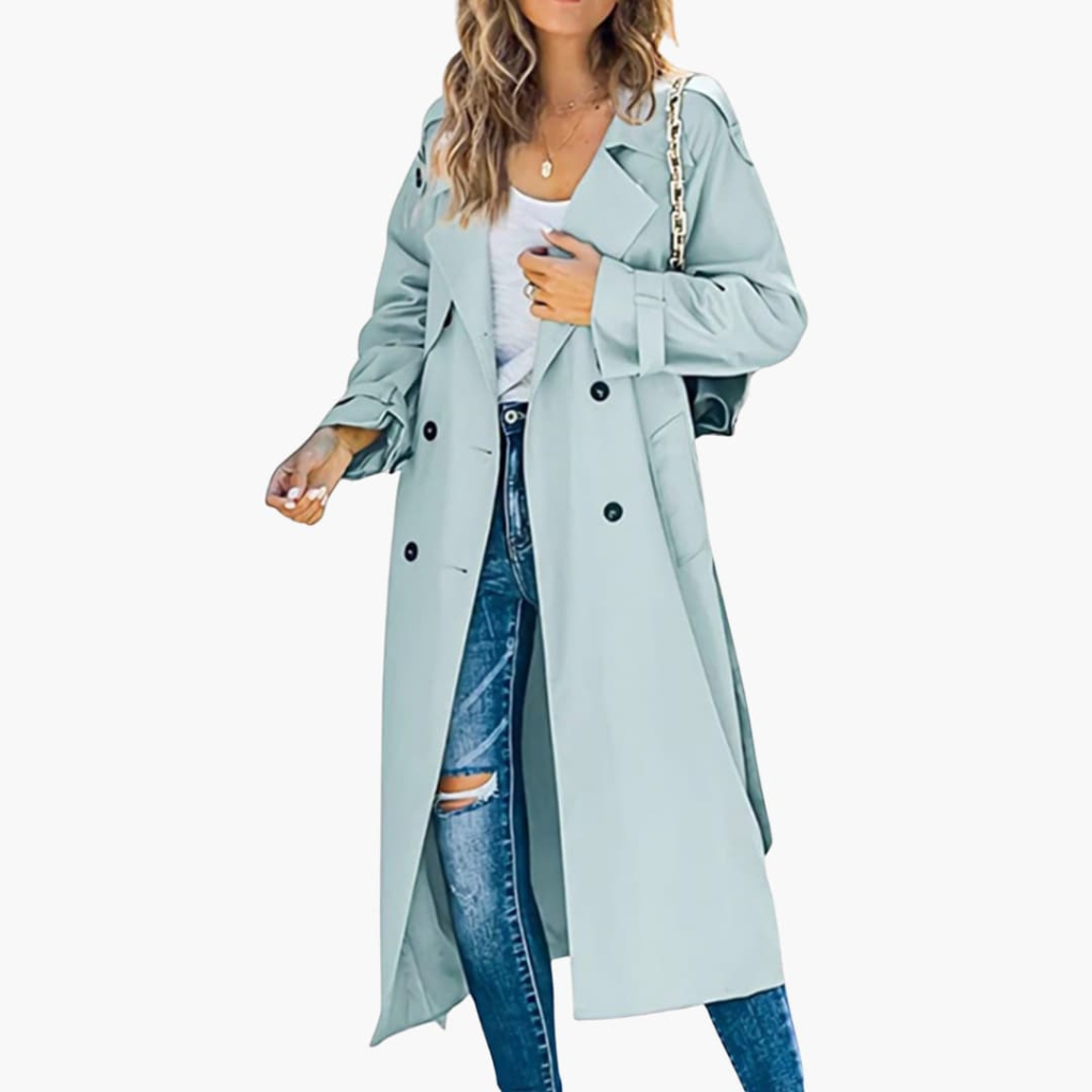 Women's Trench Coat with Button Placket