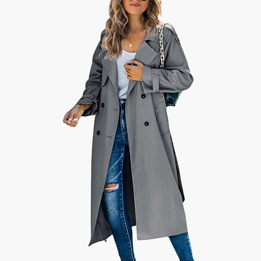 Women's Trench Coat with Button Placket