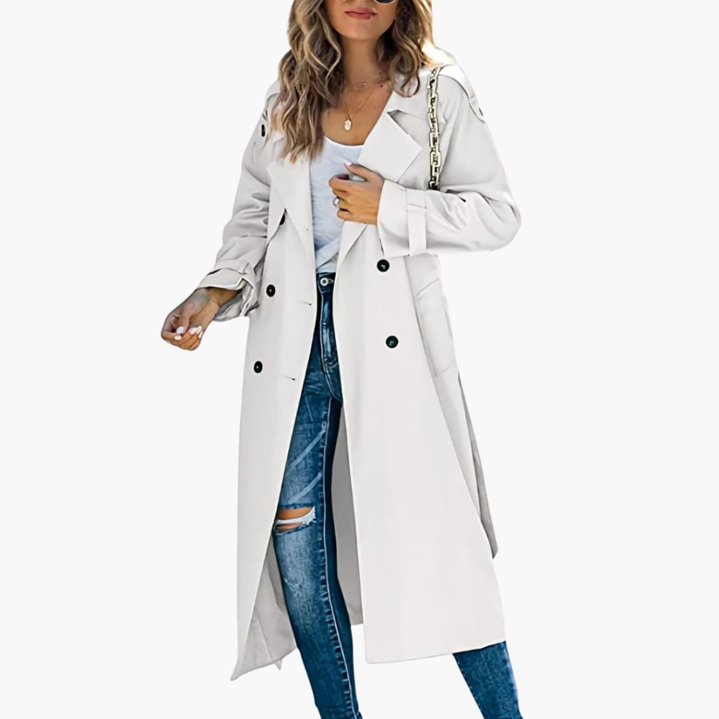 Women's Trench Coat with Button Placket
