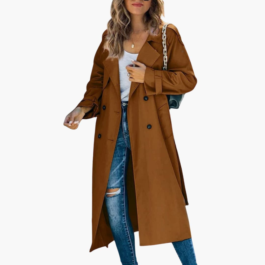 Women's Trench Coat with Button Placket