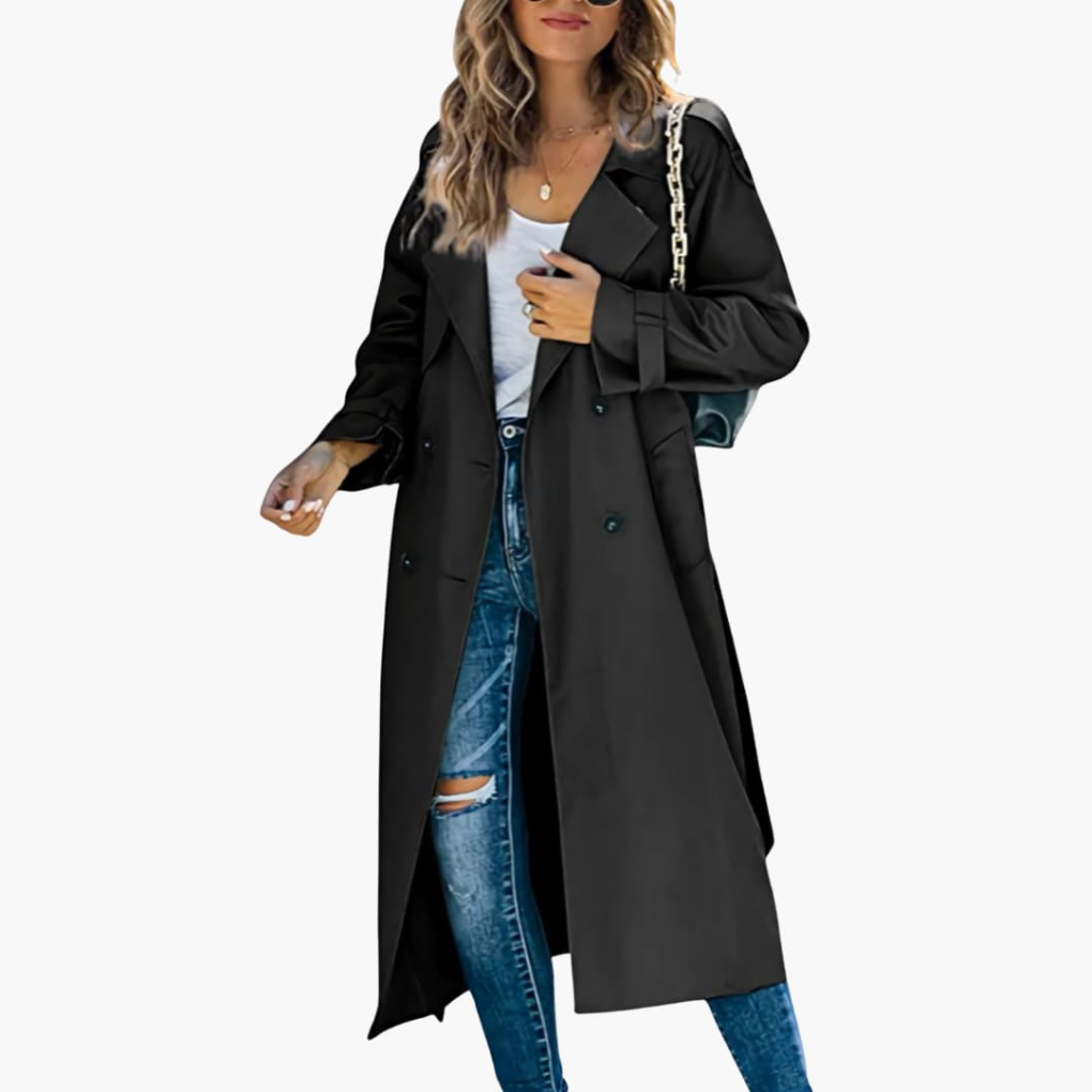 Women's Trench Coat with Button Placket