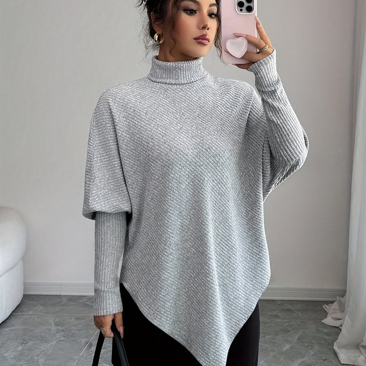 Women's Turtleneck Poncho Sweater
