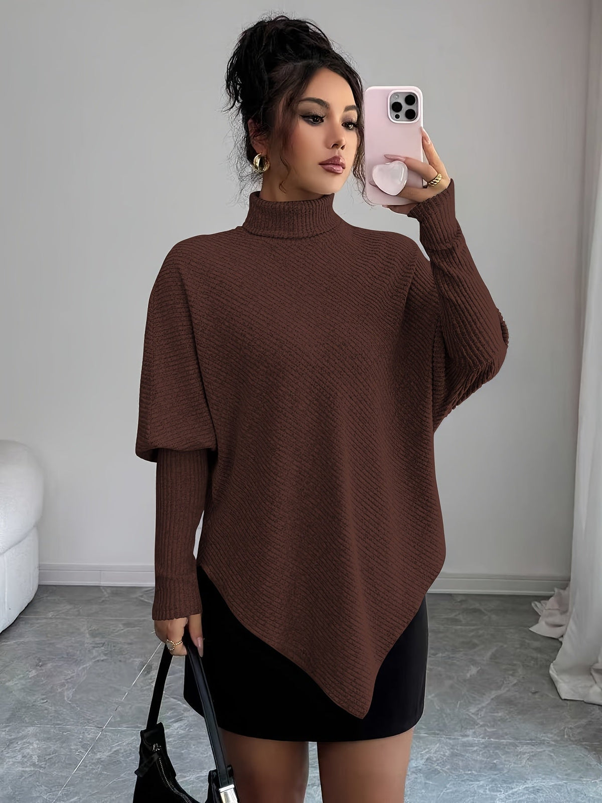 Women's Turtleneck Poncho Sweater