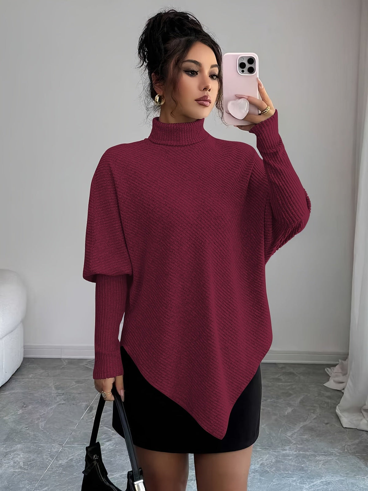 Women's Turtleneck Poncho Sweater
